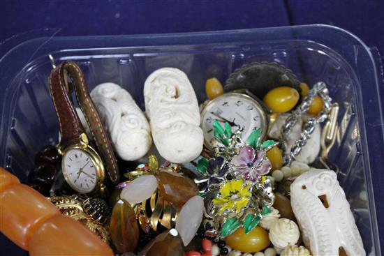 A group of assorted costume jewellery and watches etc.